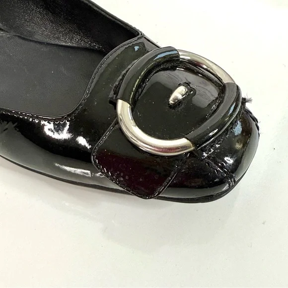 COLE HAAN NIKE AIR COLLAB Size 5.5 Black Patent Leather Ballet Flat Slip Shoes - Picture 6 of 16